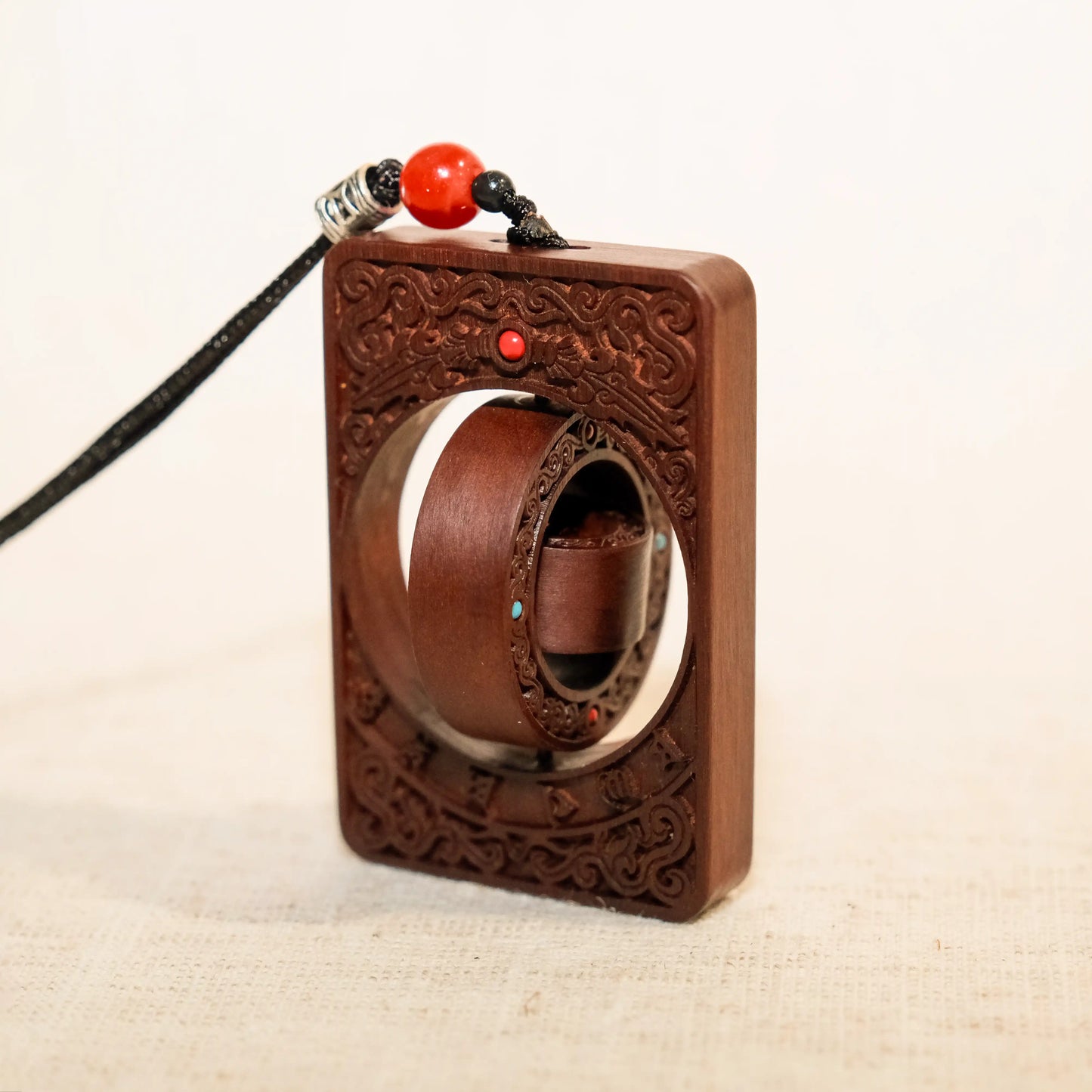 Hand-carved Movable Wooden Pendant Necklace