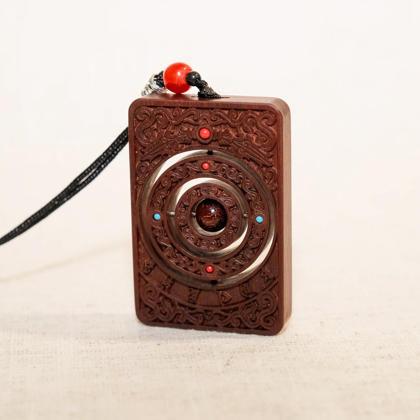 Hand-carved Movable Wooden Pendant Necklace