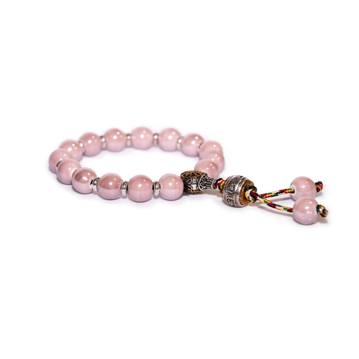 Pink Temple Ash Ceramic Mantra Bracelet