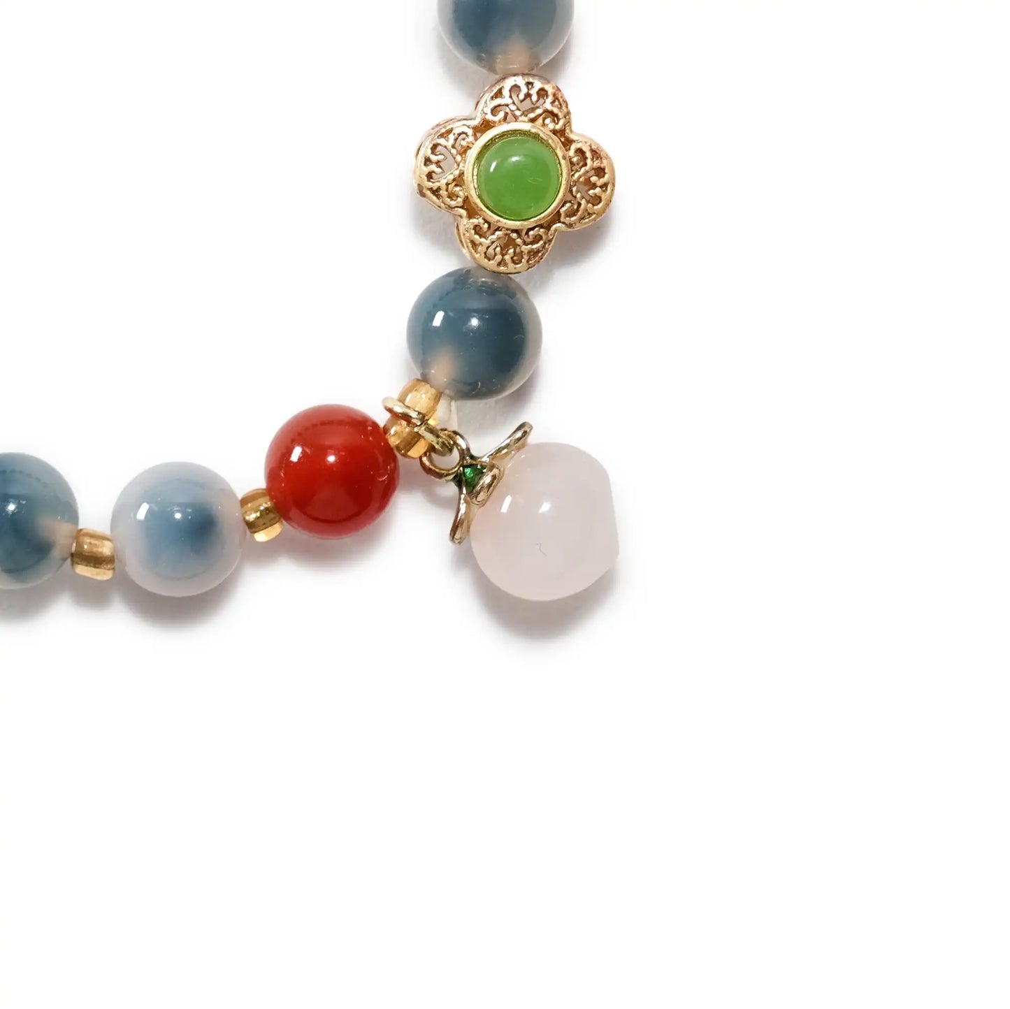 Tranquil Blue-Grey Resin Bracelet – Peach Edition