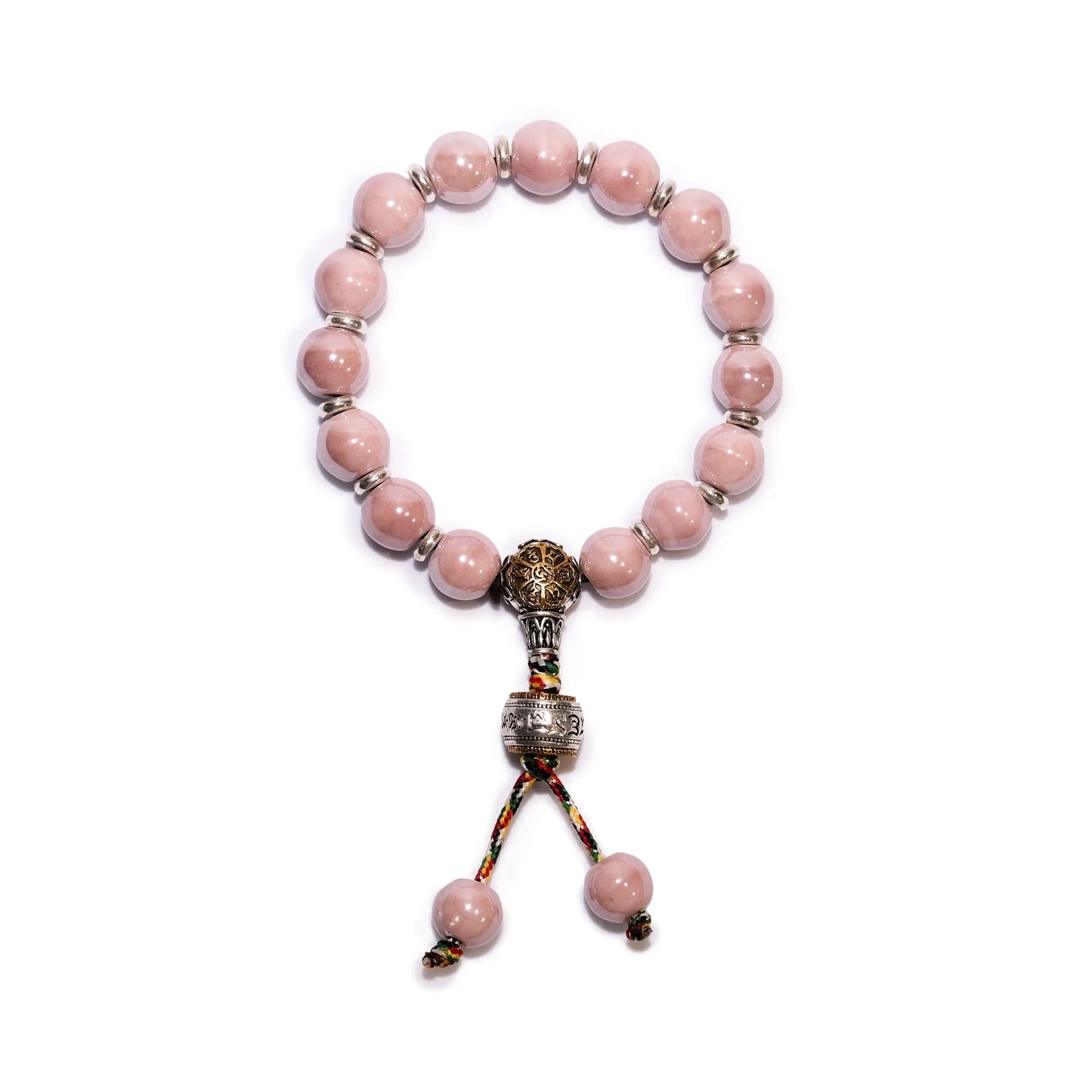 Pink Temple Ash Ceramic Mantra Bracelet