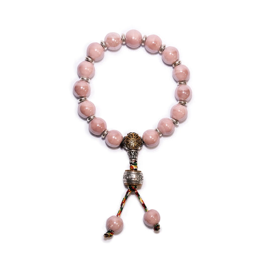 Pink Temple Ash Ceramic Mantra Bracelet