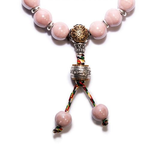 Pink Temple Ash Ceramic Mantra Bracelet