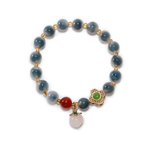 Tranquil Blue-Grey Resin Bracelet – Peach Edition