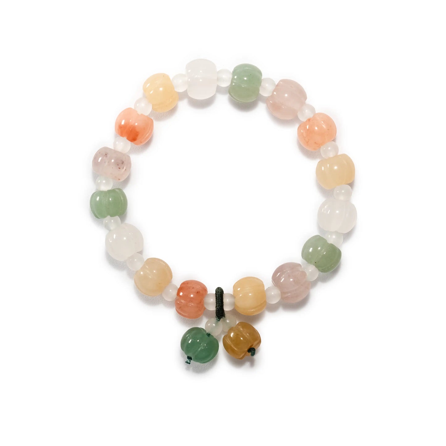 Mother-Daughter Colorful Gilded Jade Pumpkin Bracelet Set