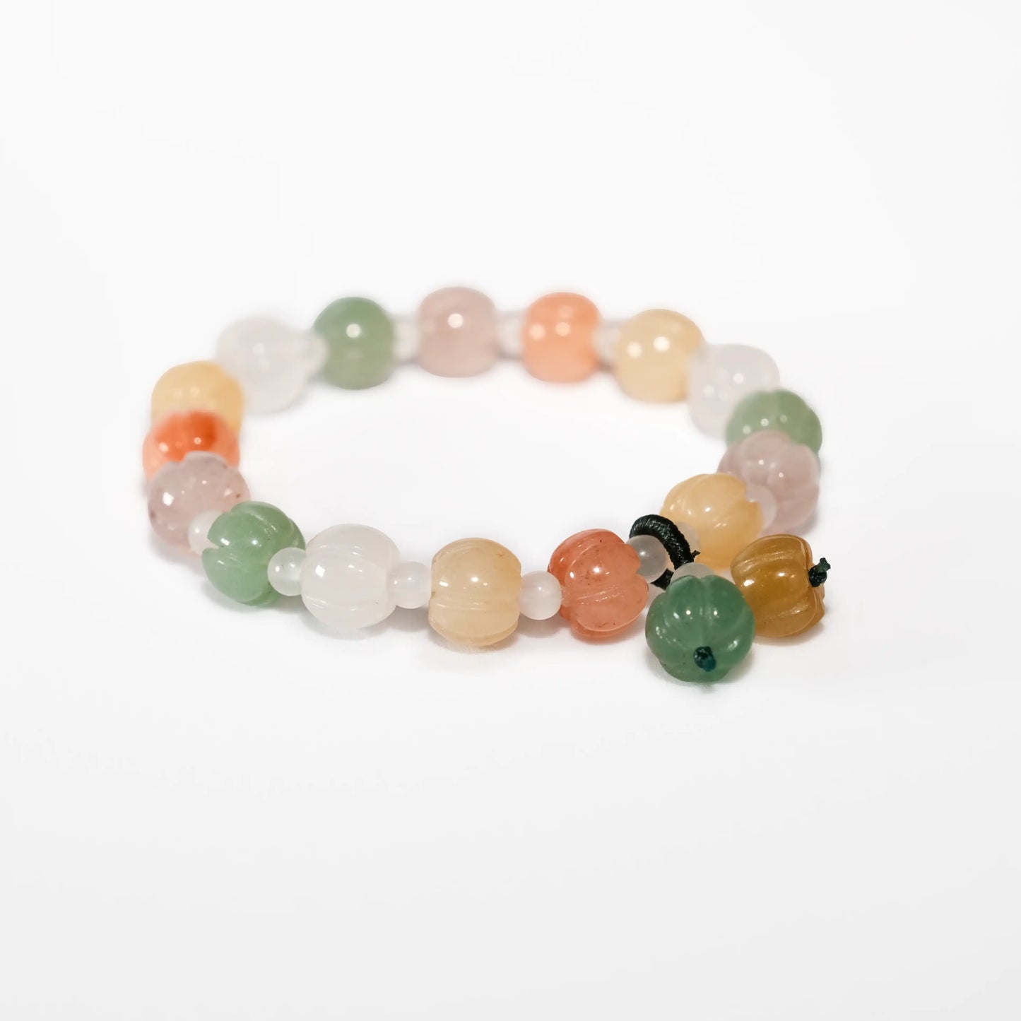 Mother-Daughter Colorful Gilded Jade Pumpkin Bracelet Set