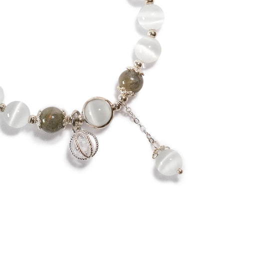 Cat’s Eye Stone Bracelet with Minimalist Charms