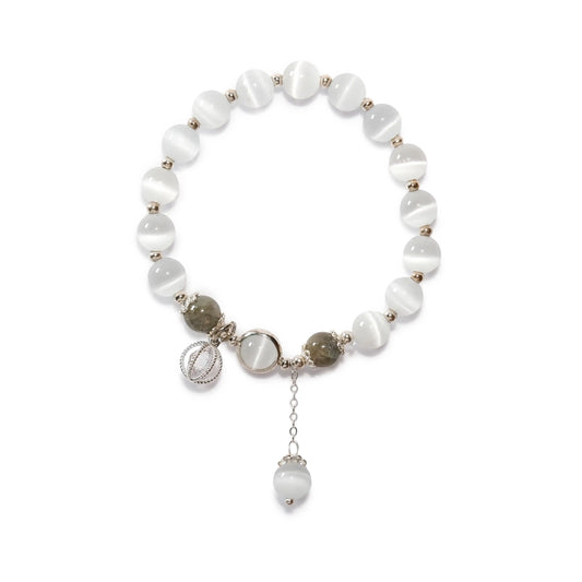 Cat’s Eye Stone Bracelet with Minimalist Charms